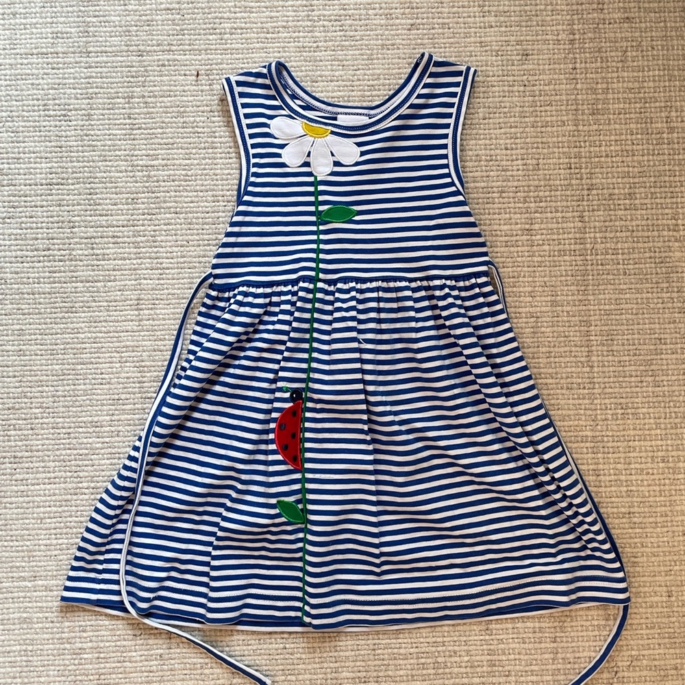 Florence Eiseman Striped Sleeveless Dress with Flower and Ladybug size 4T